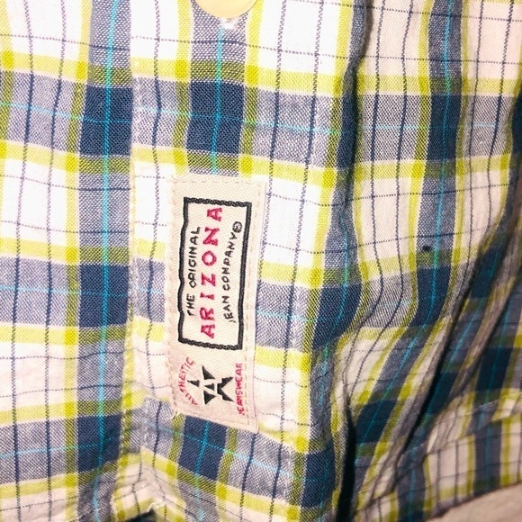 ARIZONA JEAN CO. Blue & Yellow Plaid Button Up - Picture 3 of 4